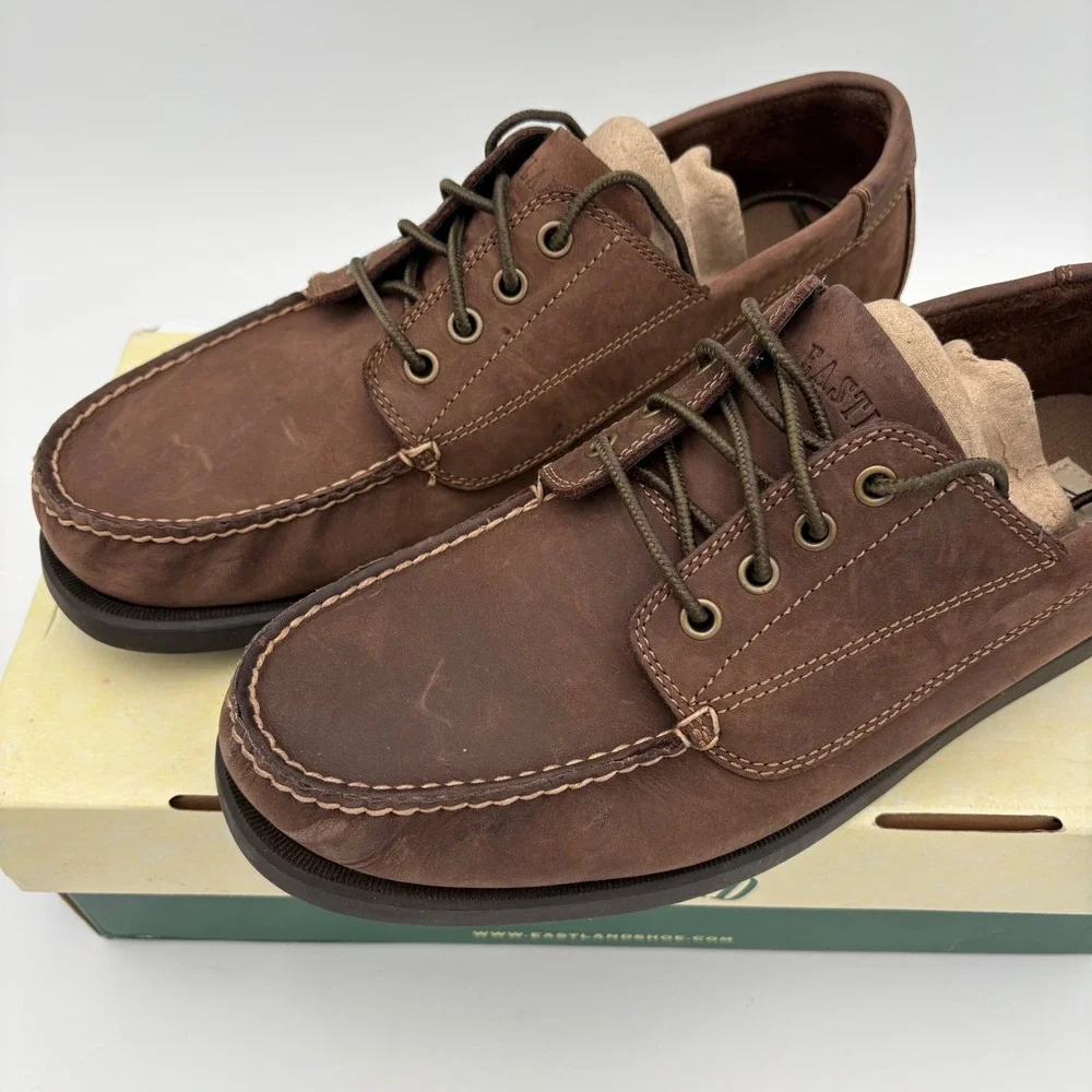 Eastland Mens Falmouth Bomber Brown Leather Boat Shoes‎ Size 12D